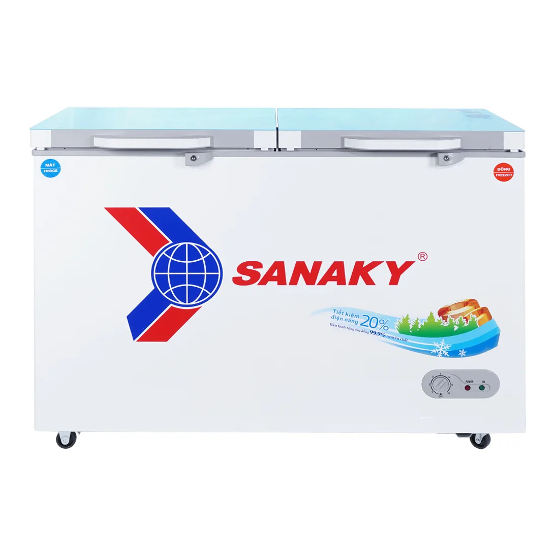Tủ đông mát 280 lít Sanaky VH-4099W2KD với thiết kế 2 cánh mở ngang