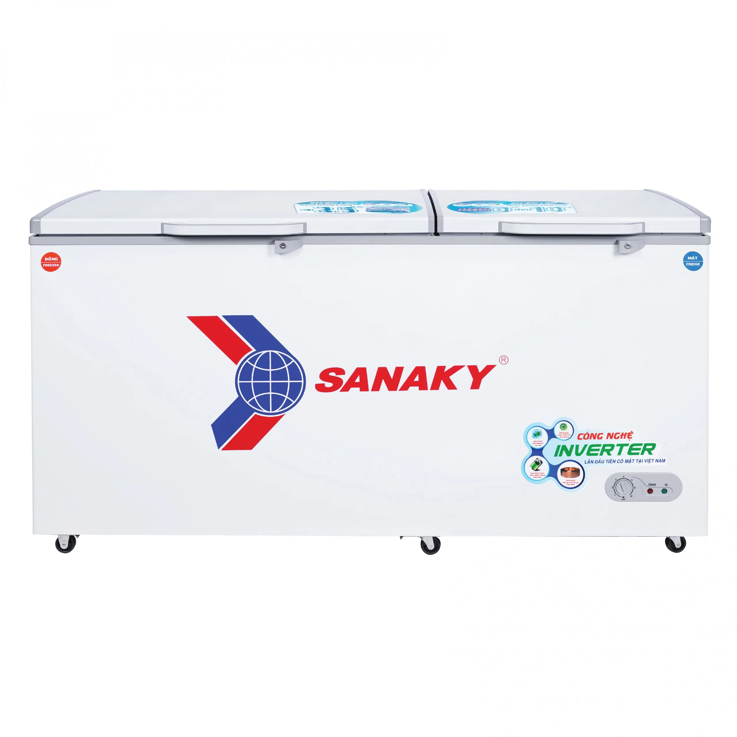 Tủ đông mát 485 lít Sanaky VH-6699W3 thiết kế hai cánh mở ngang