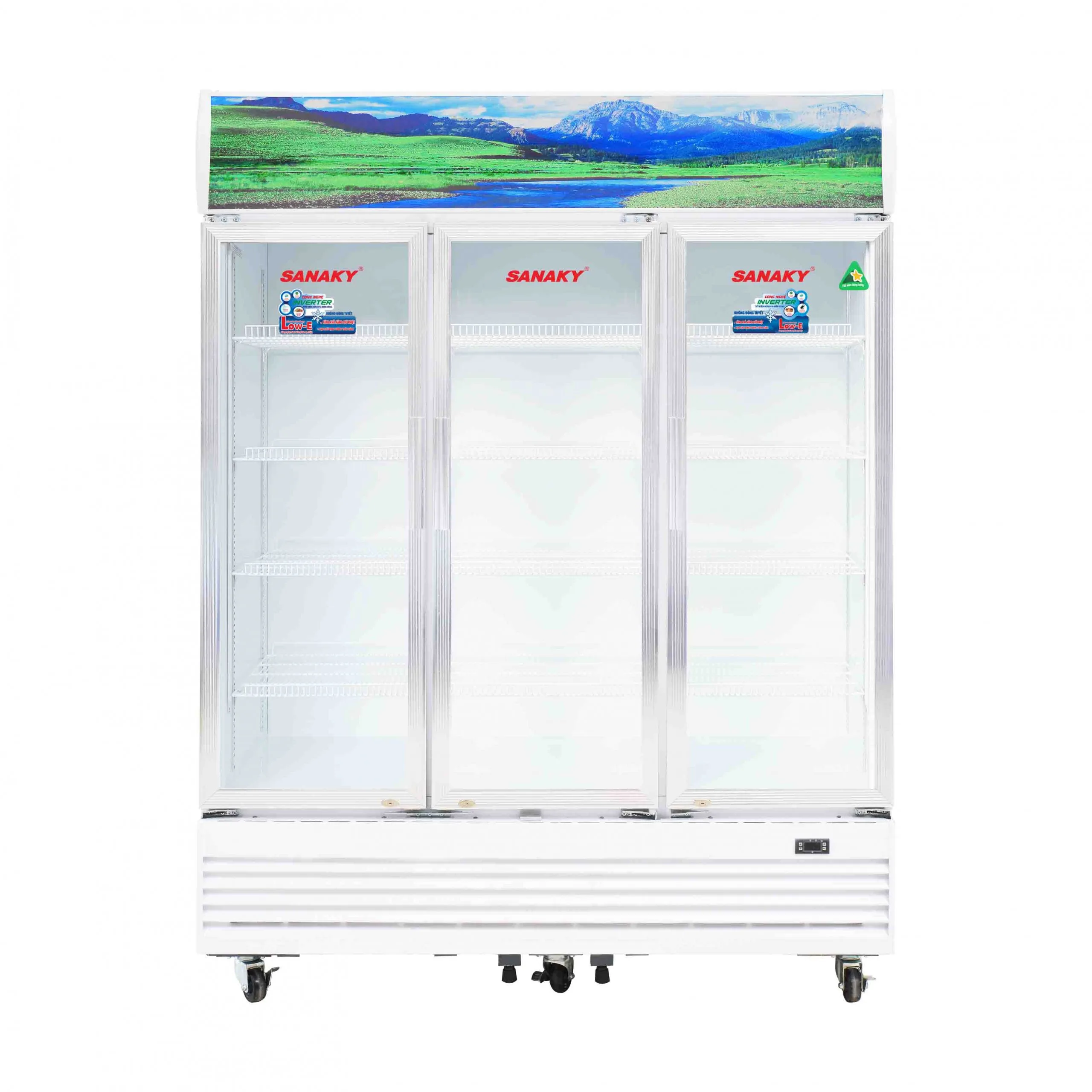 Tủ mát 1400 lít Sanaky Inverter VH-1520HP3 với thiết kế 3 cánh cửa kính